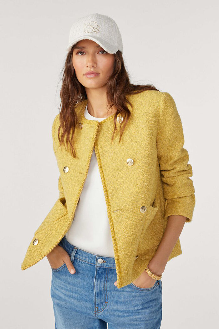 ba&sh joe tweed jacket yellow