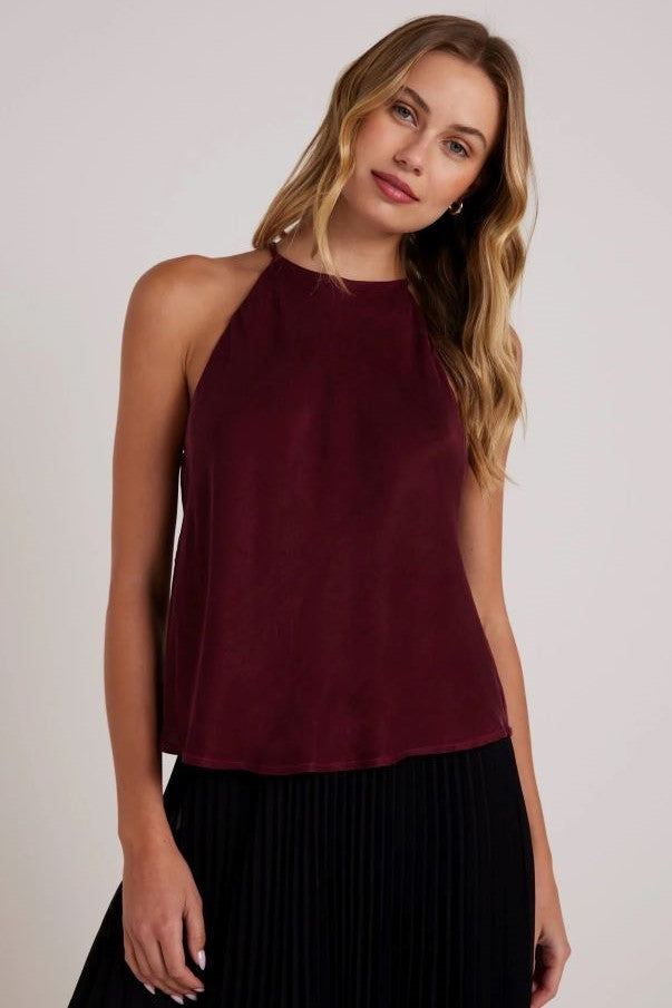 bella dahl bias halter top deep plum 