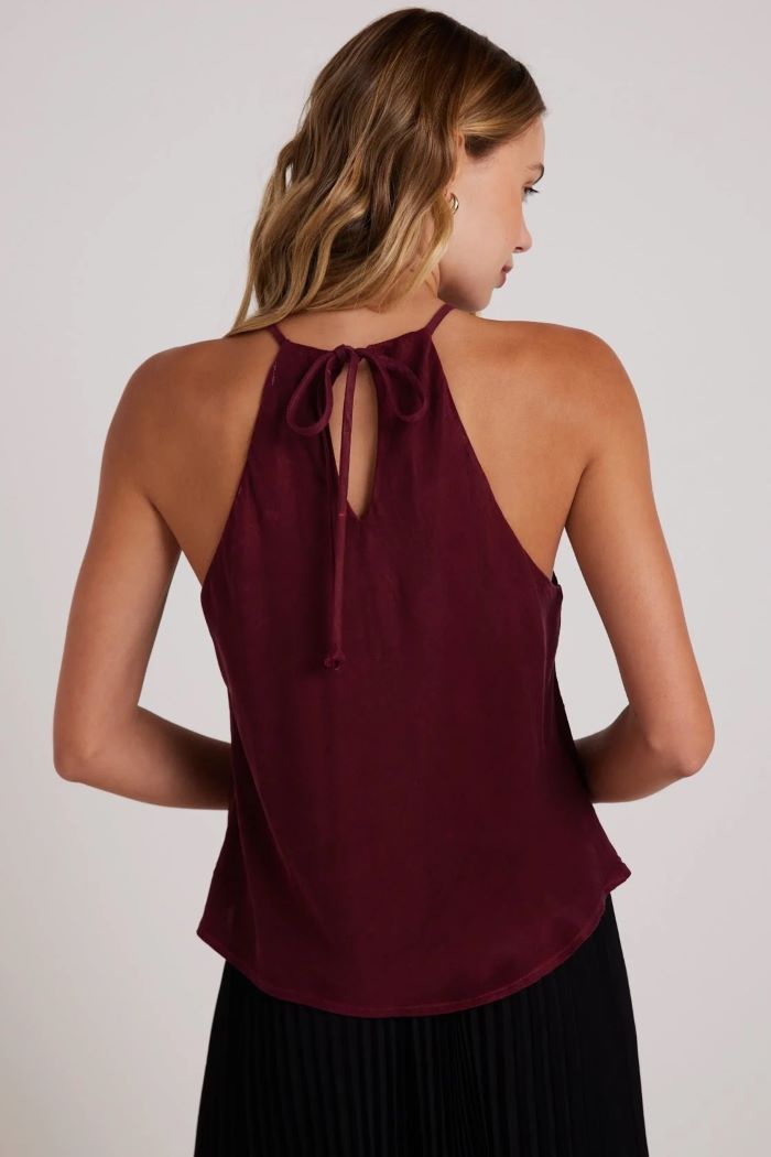 bella dahl bias halter top deep plum 