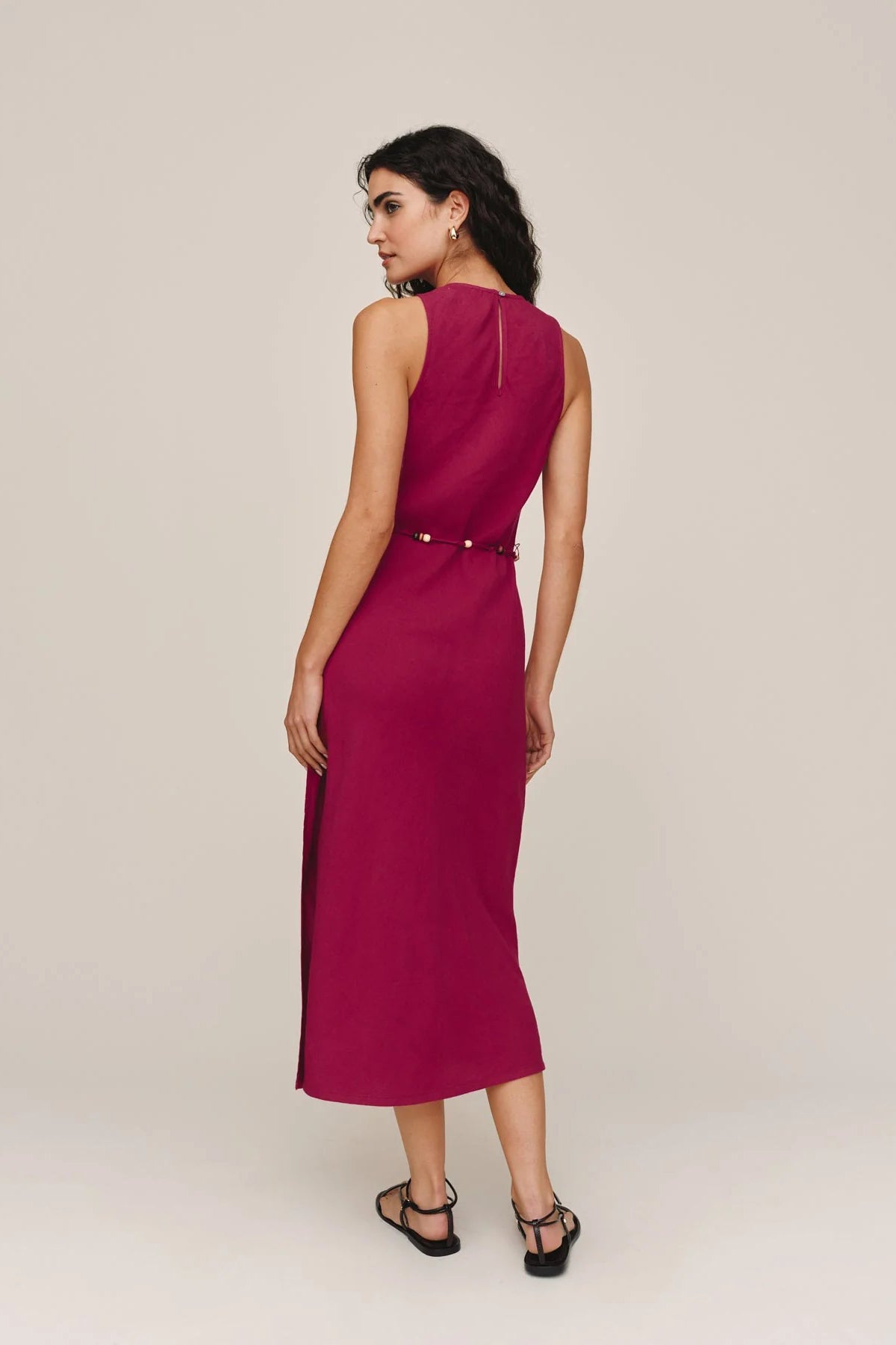 bella dahl bias midi with beaded belt sangria