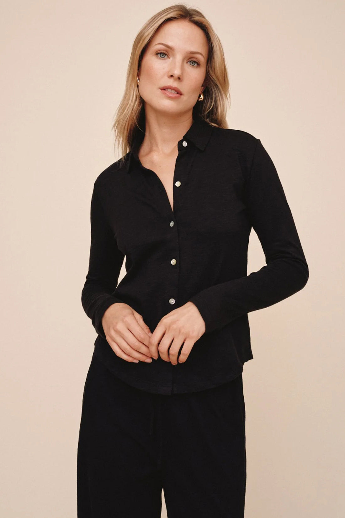 bella dahl button up knit black