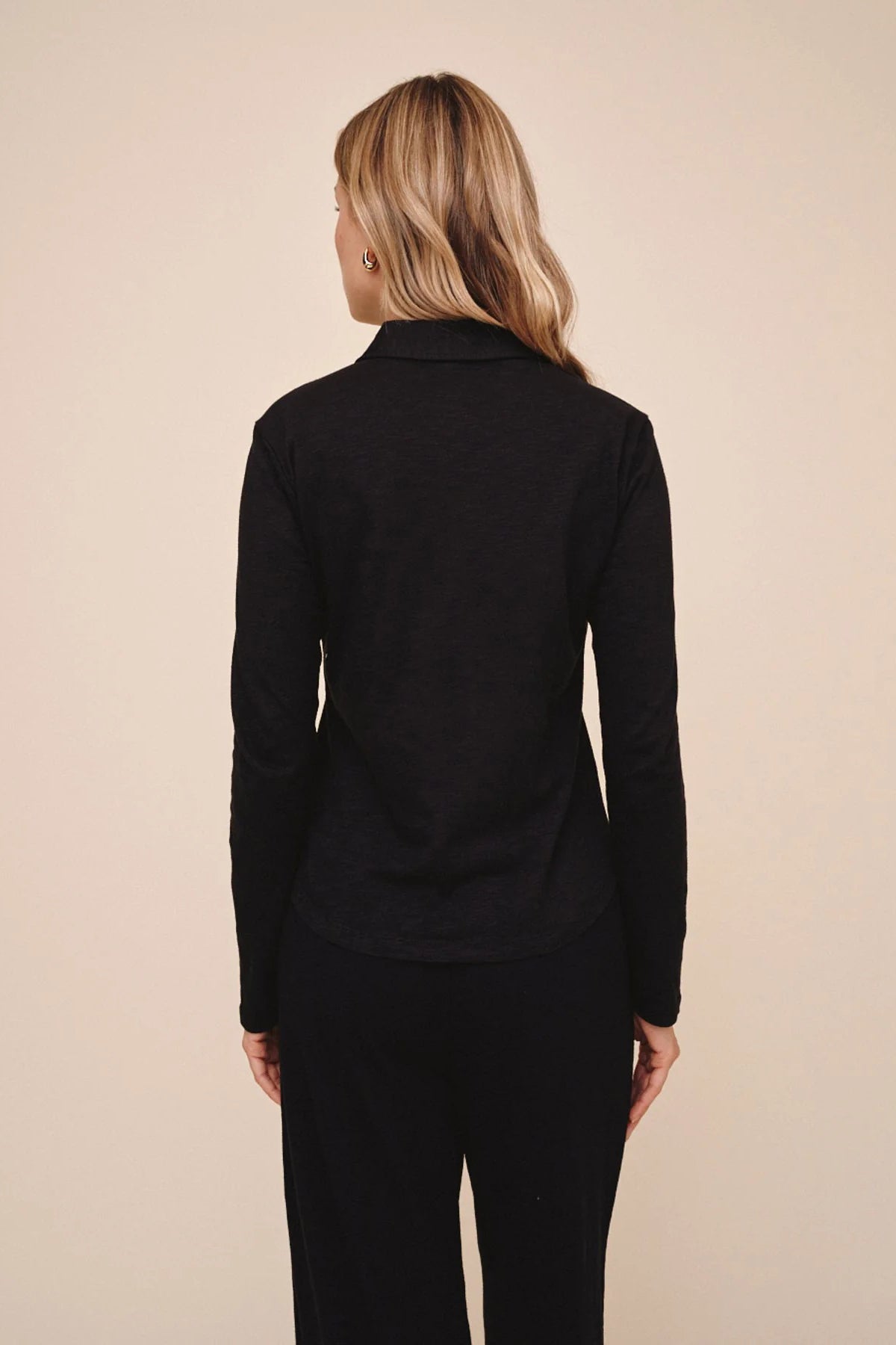 bella dahl button up knit black