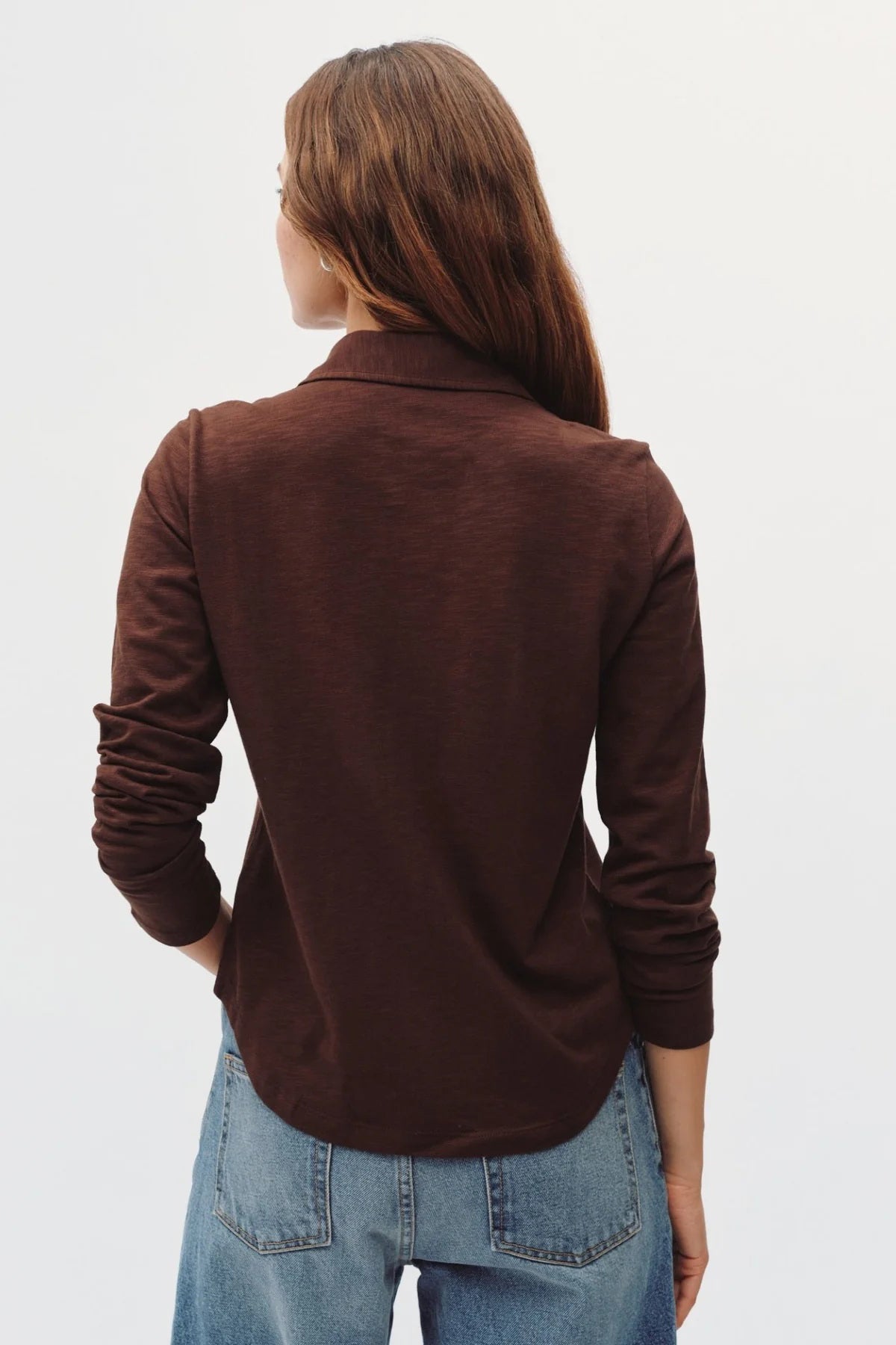 bella dahl button up knit dark chestnut