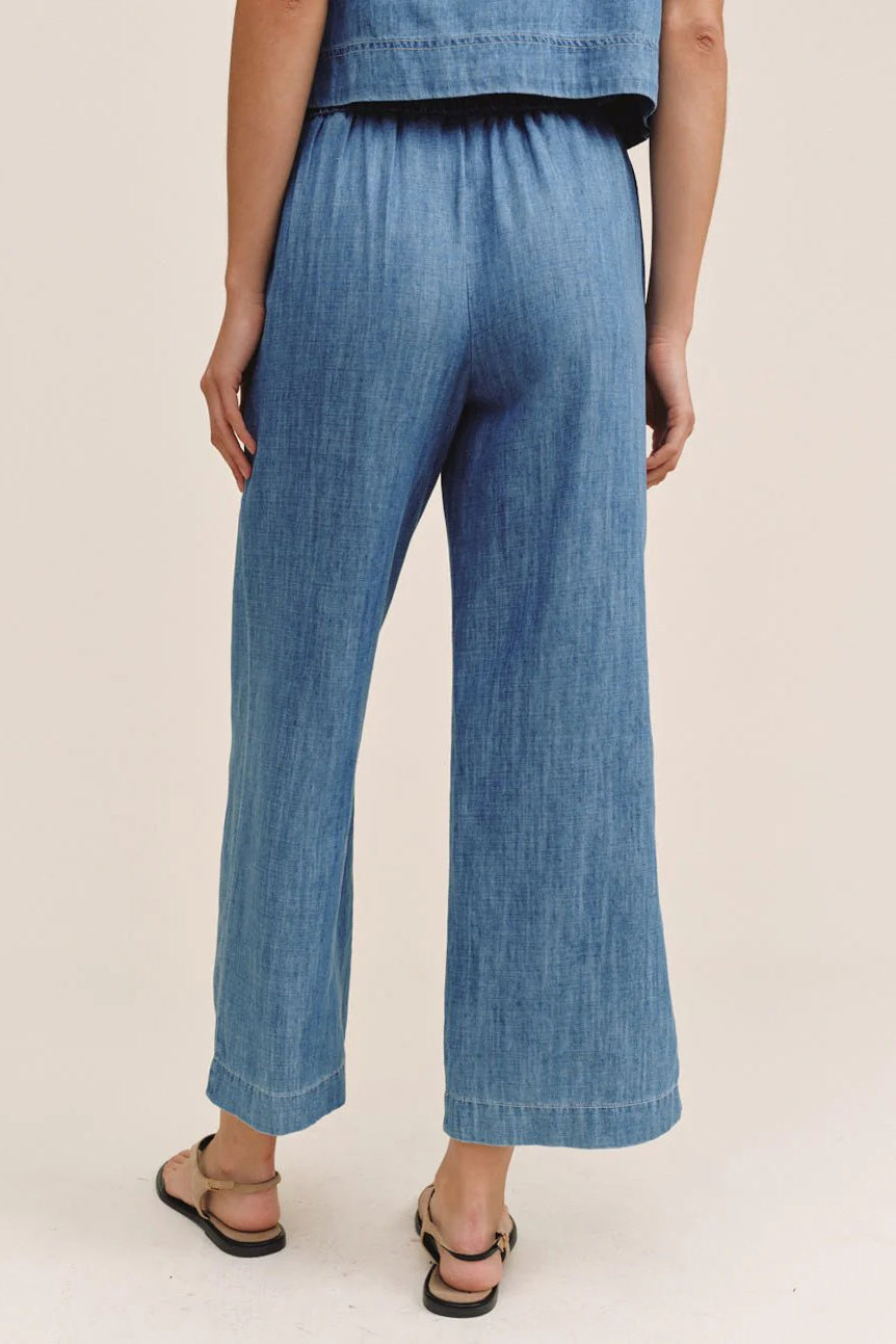 bella dahl clean waist denim pant island blue wash