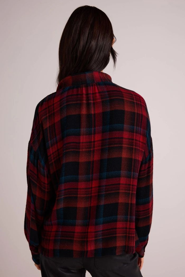 bella dahl drop shoulder pullover winter berry plaid 