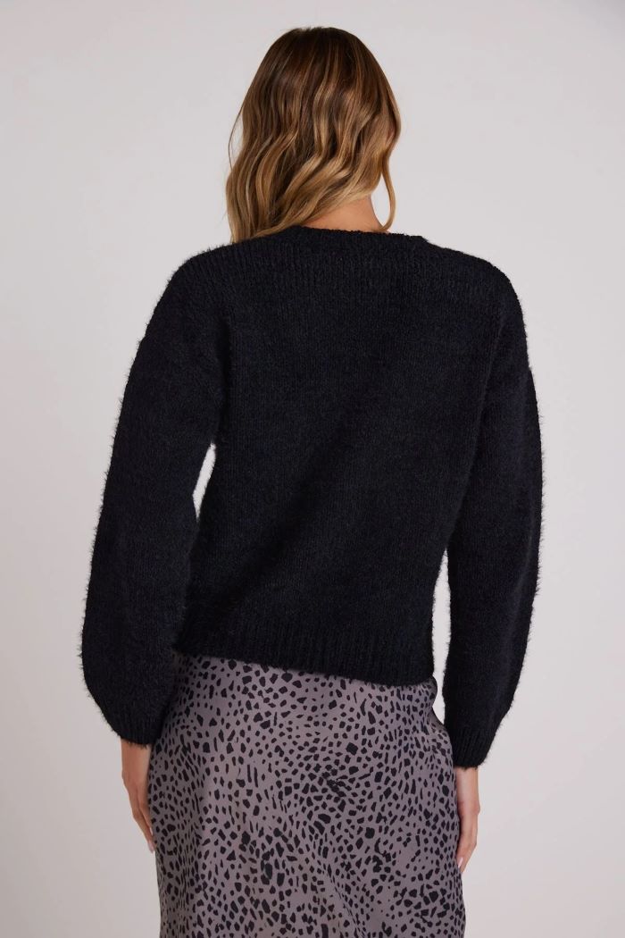 bella dahl drop shoulder fuzzy sweater black 