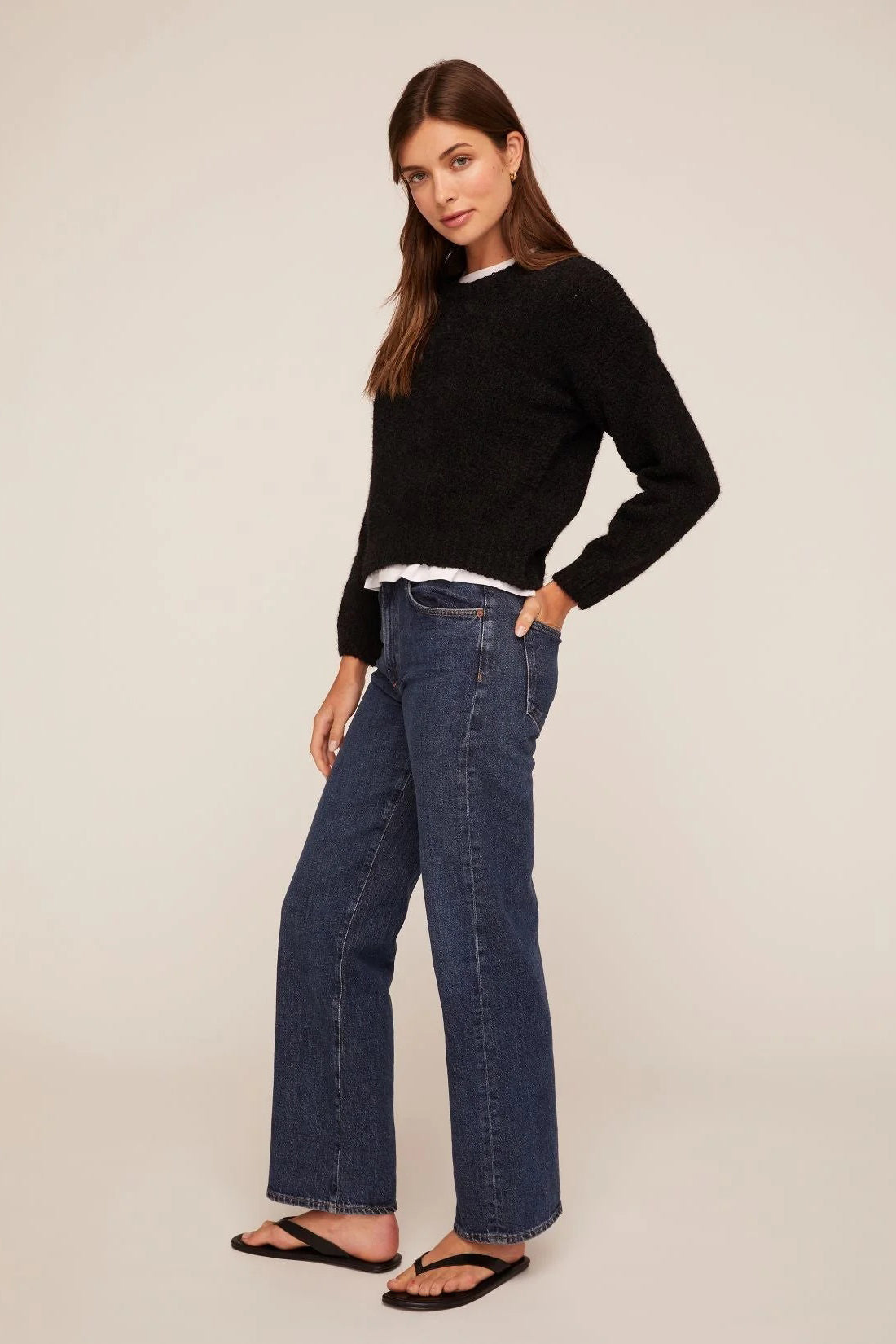 bella dahl drop shoulder sweater black