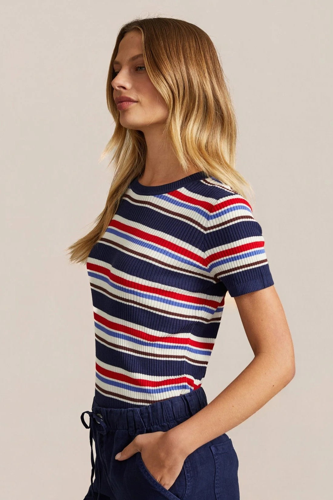 bella dahl fitted crew seaside stripe