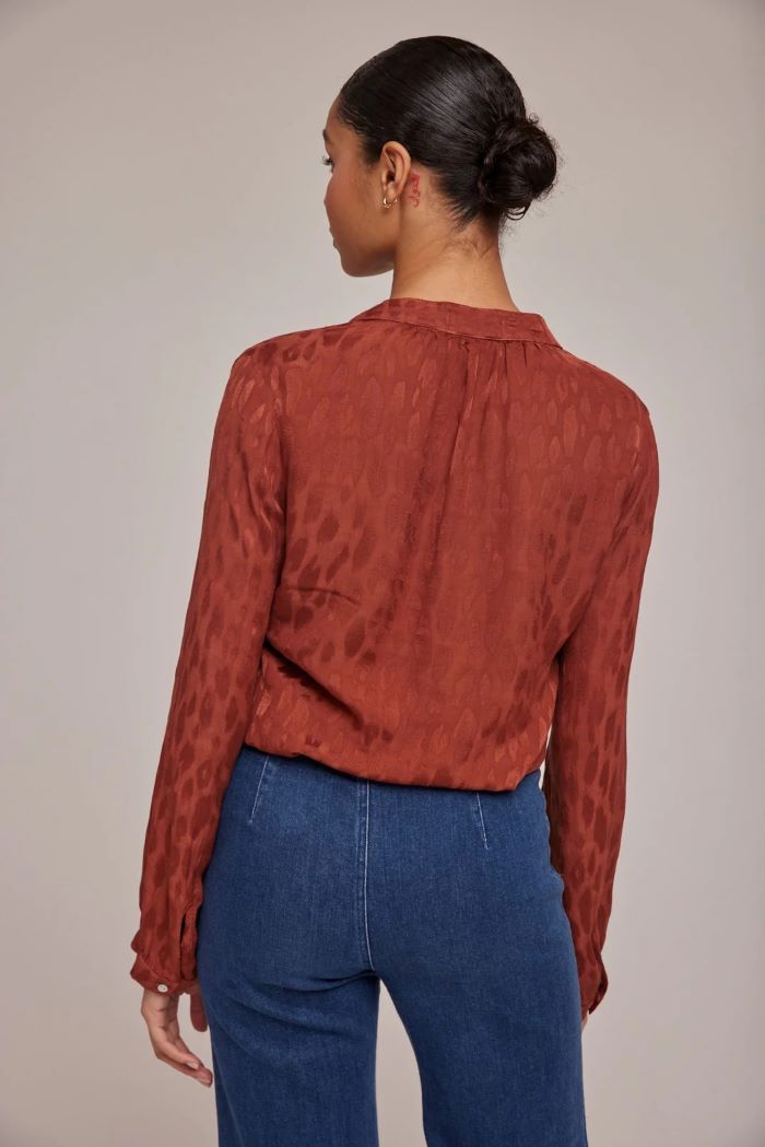 bella dahl half placket pullover deep sepia