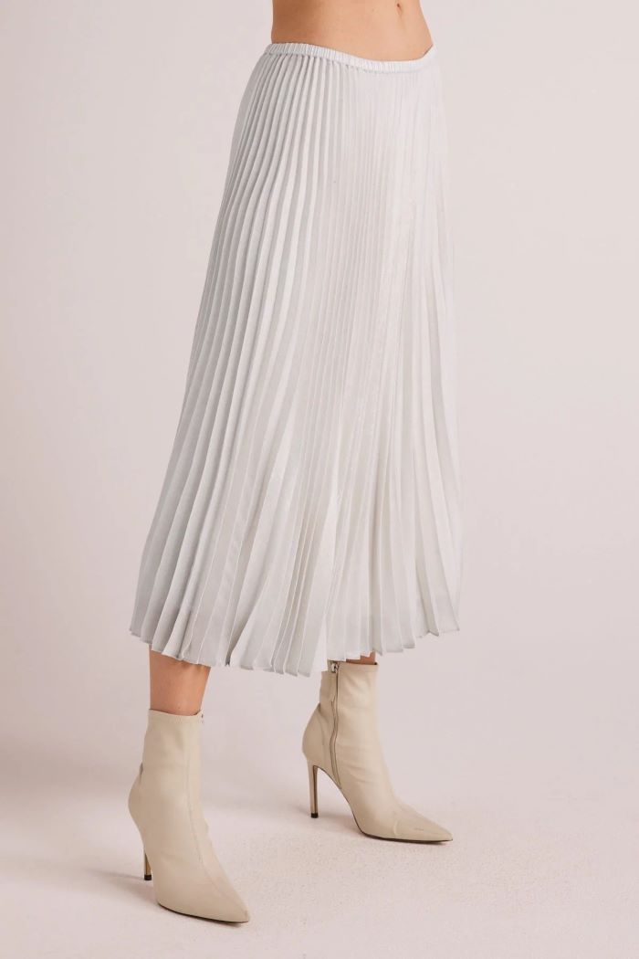 bella dahl hand pleated midi skirt metallic opal 