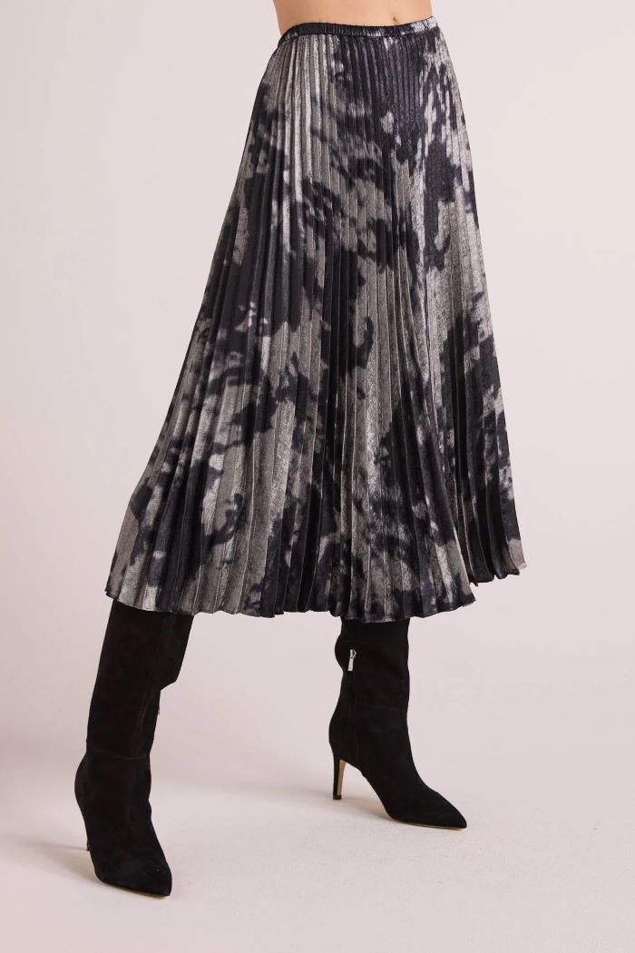 bella dahl hand pleated midi skirt space dye print 