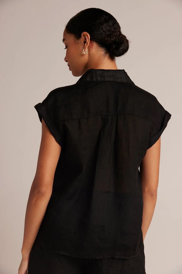 bella dahl linen short sleeve pullover black 