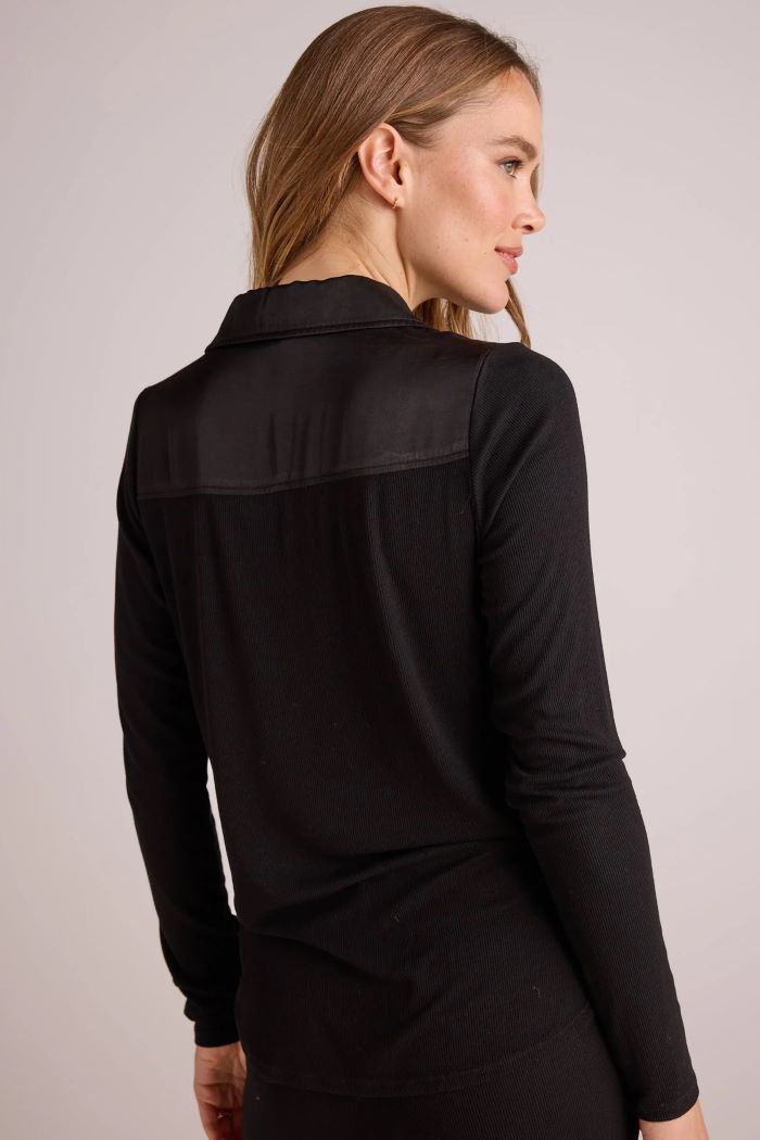 bella dahl long sleeve rib mix shirt black 