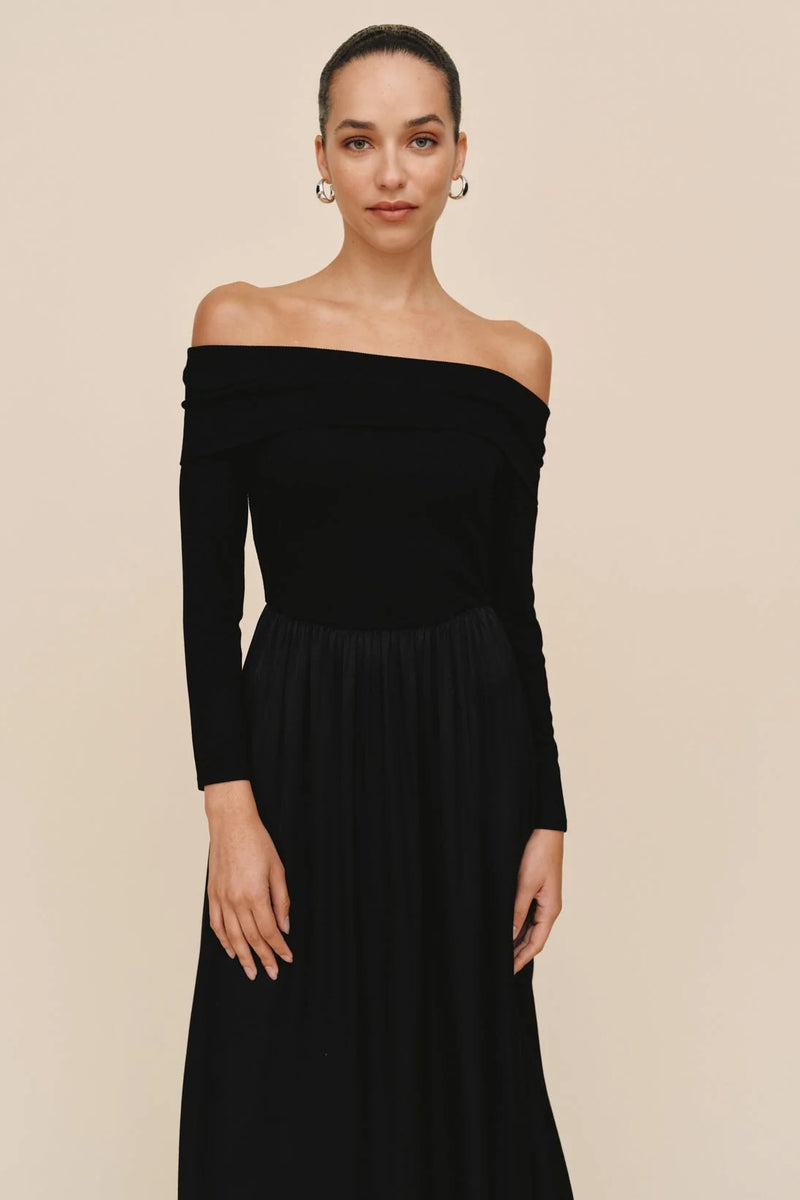 bella dahl off shoulder dress black