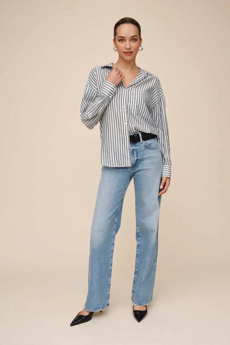 bella dahl oversize pocket shirt shimmer olive