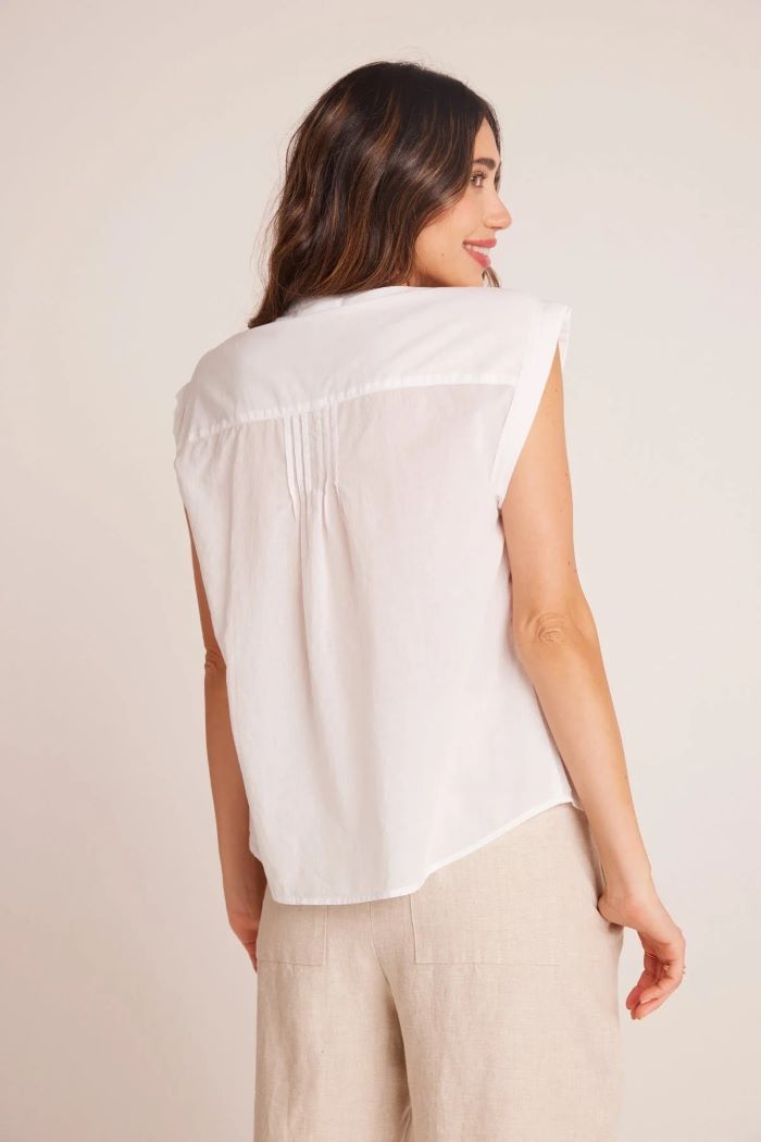 bella dahl short sleeve pintuck pullover white 