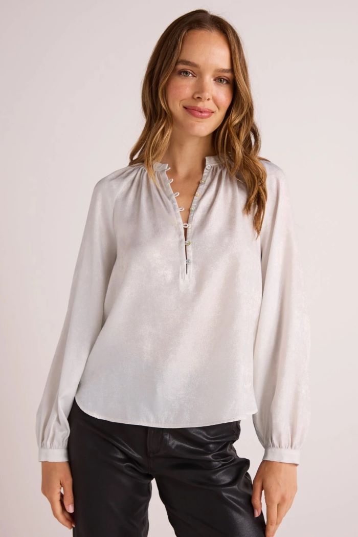 bella dahl raglan sleeve pullover metallic opal 