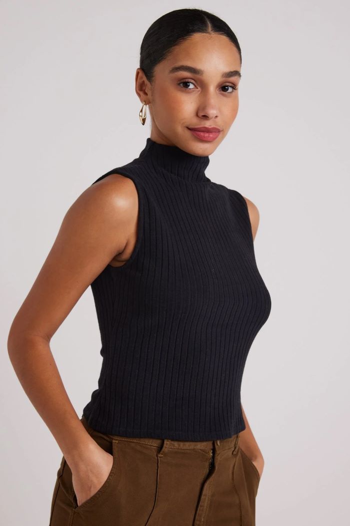 bella dahl rib mock neck black