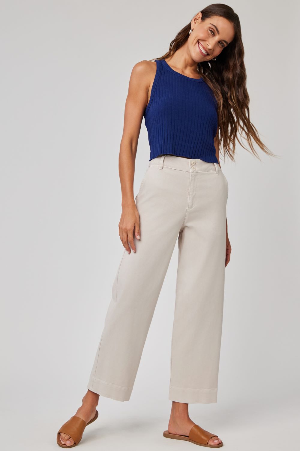 bella dahl saige wide leg crop coastal stone