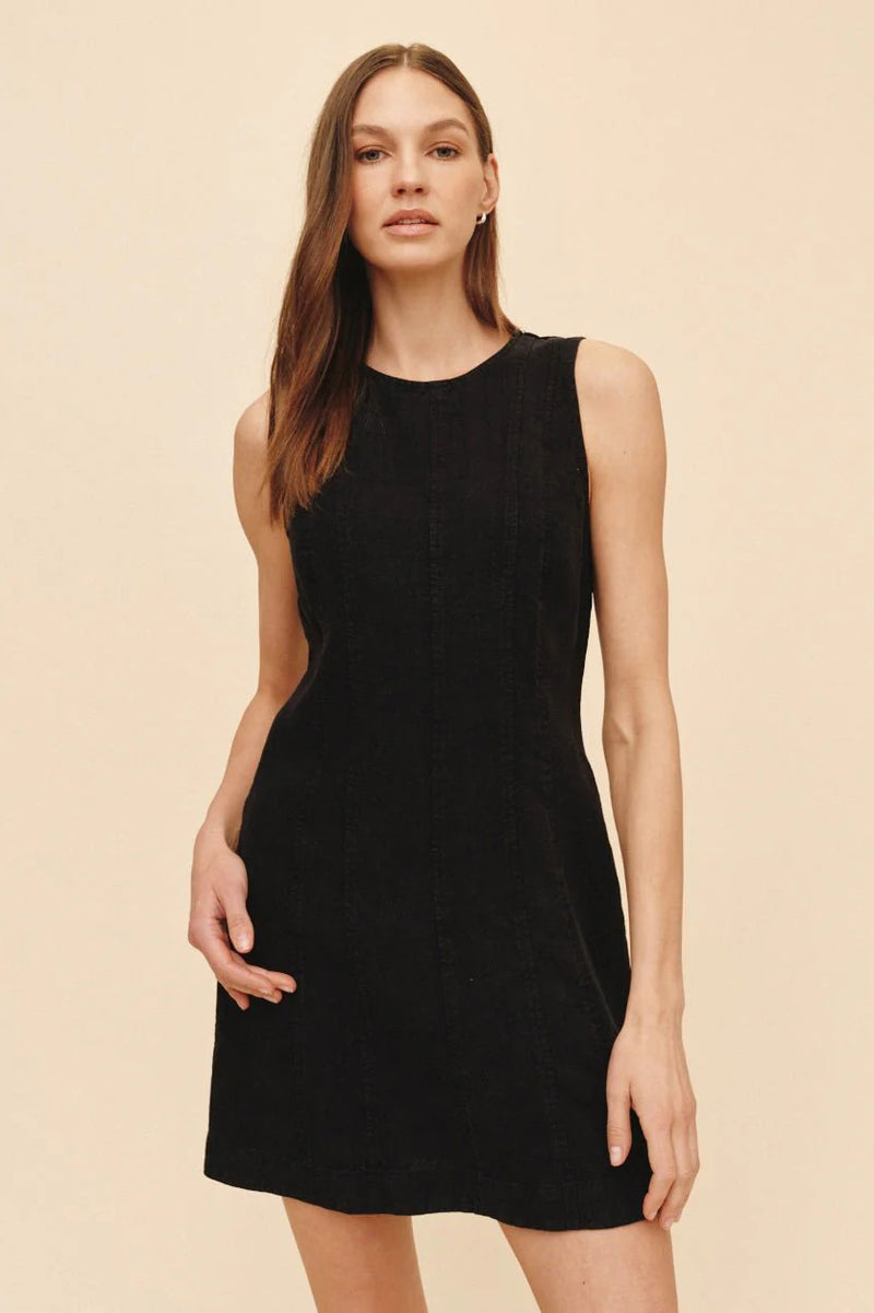 bella dahl seamed zip back dress black