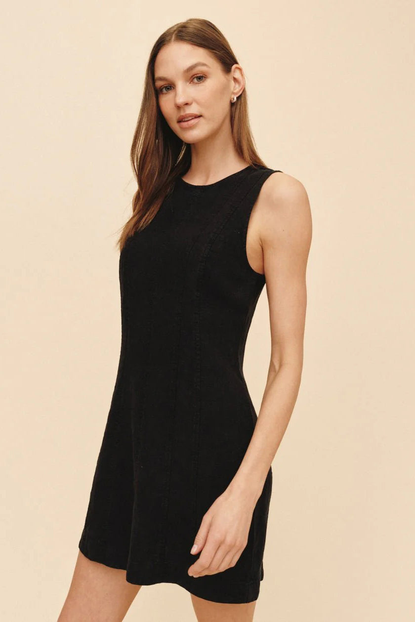 bella dahl seamed zip back dress black
