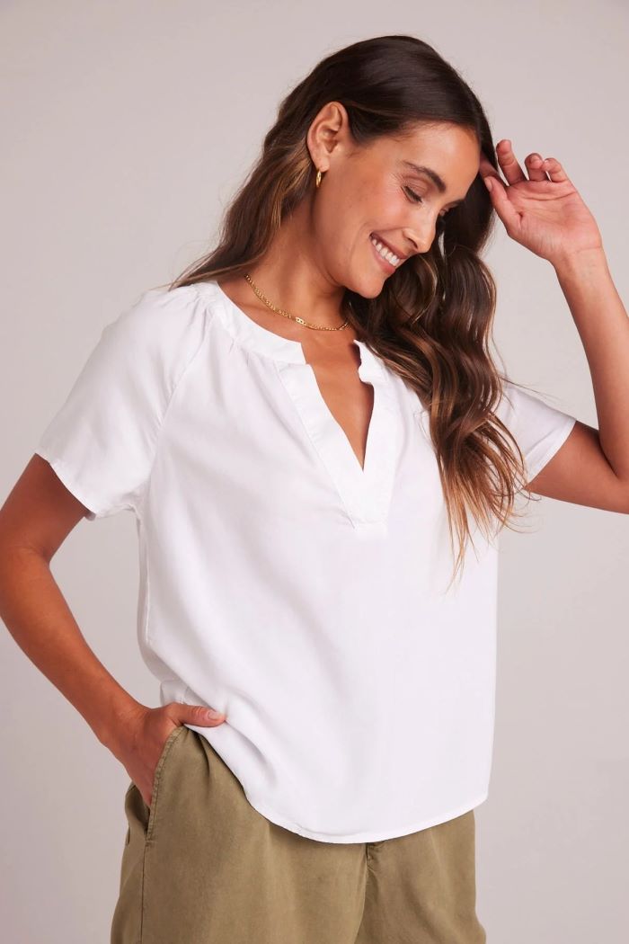 bella dahl flowy short sleeve pullover white 