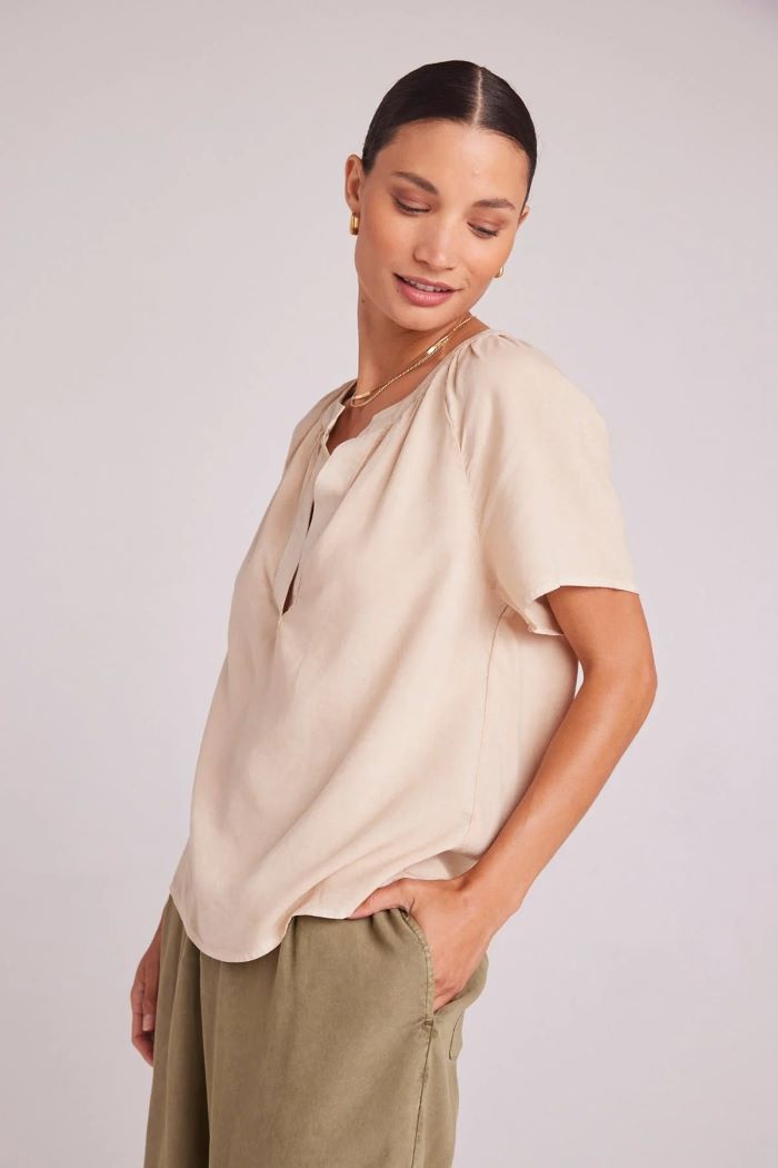 bella dahl flowy short sleeve pullover summer khaki 