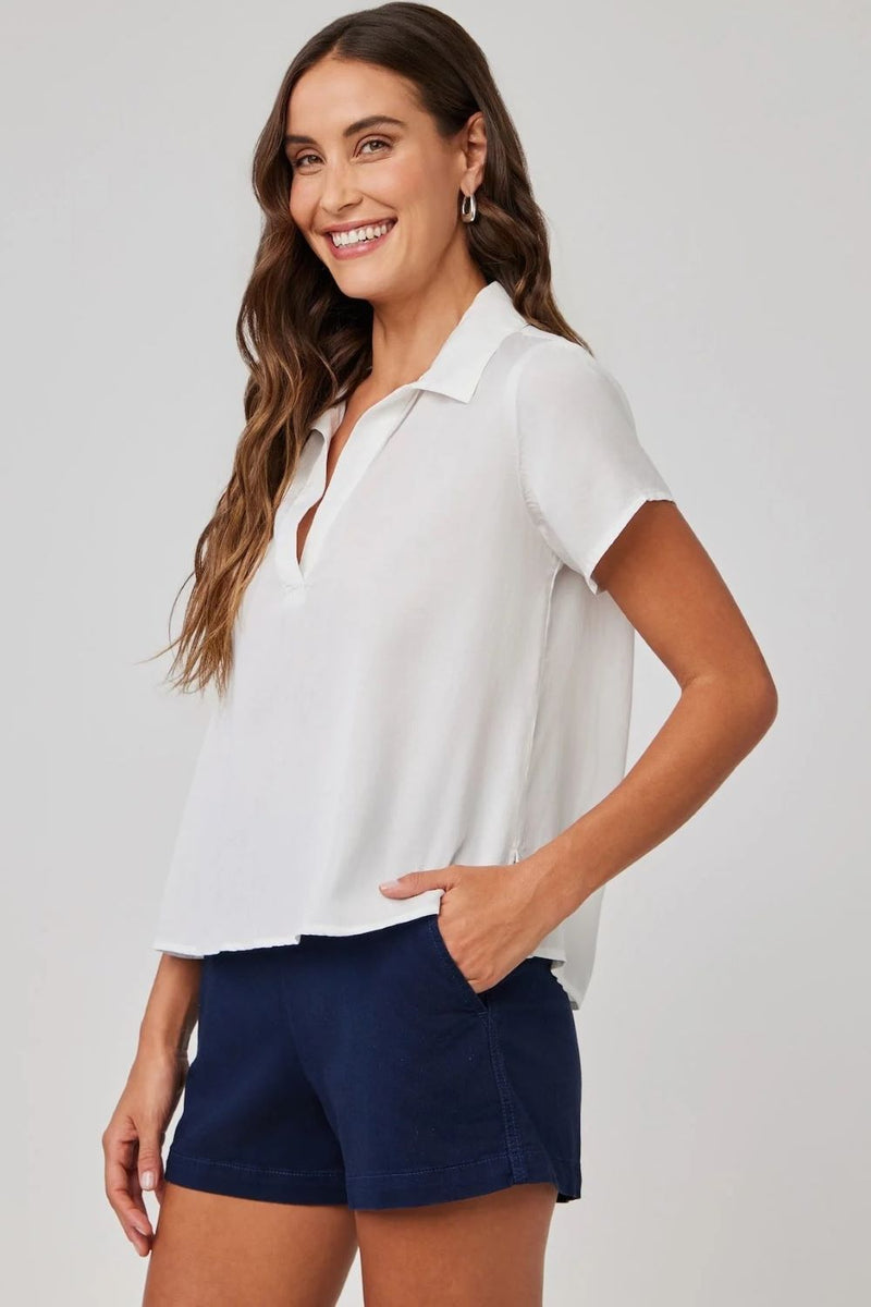 bella dahl short sleeve pullover white