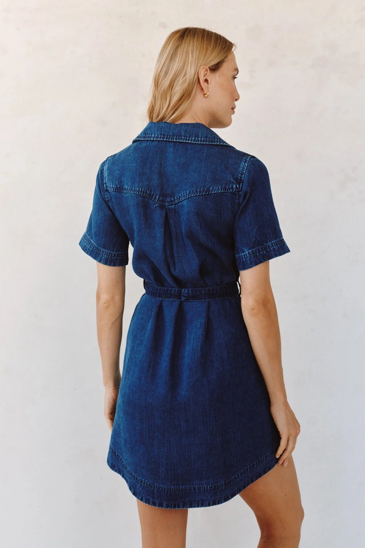 bella dahl short sleeve utility shirt dress horizon blue wash