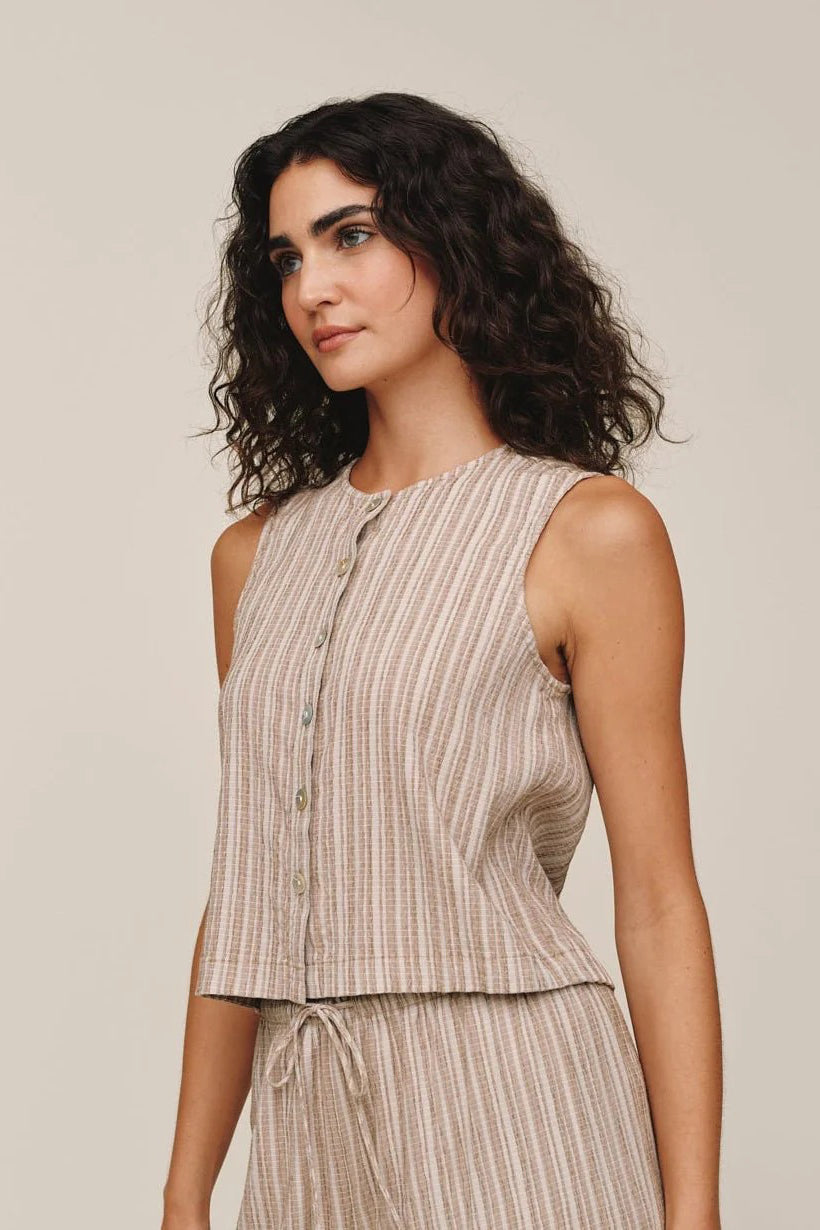 bella dahl sleeveless button front top driftwood