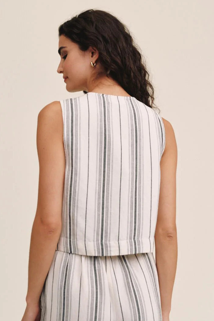bella dahl sleeveless button front top boardwalk stripe