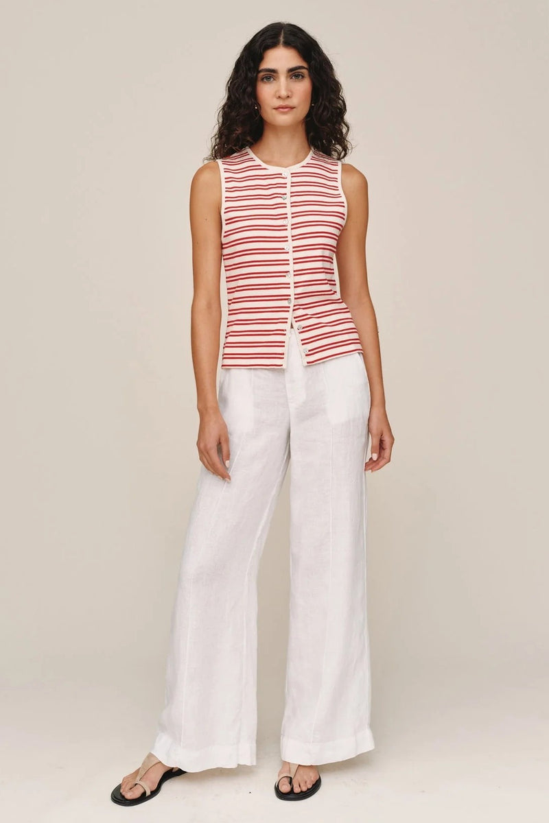 bella dahl sleeveless fitted button down sunset sail stripe