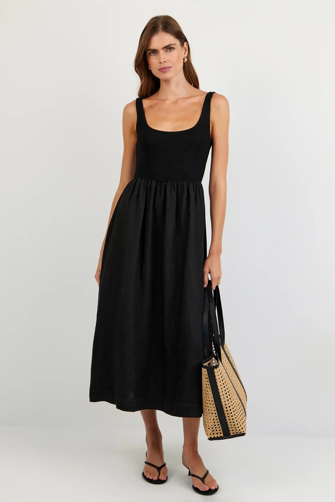 bella dahl sleeveless knit combo dress black