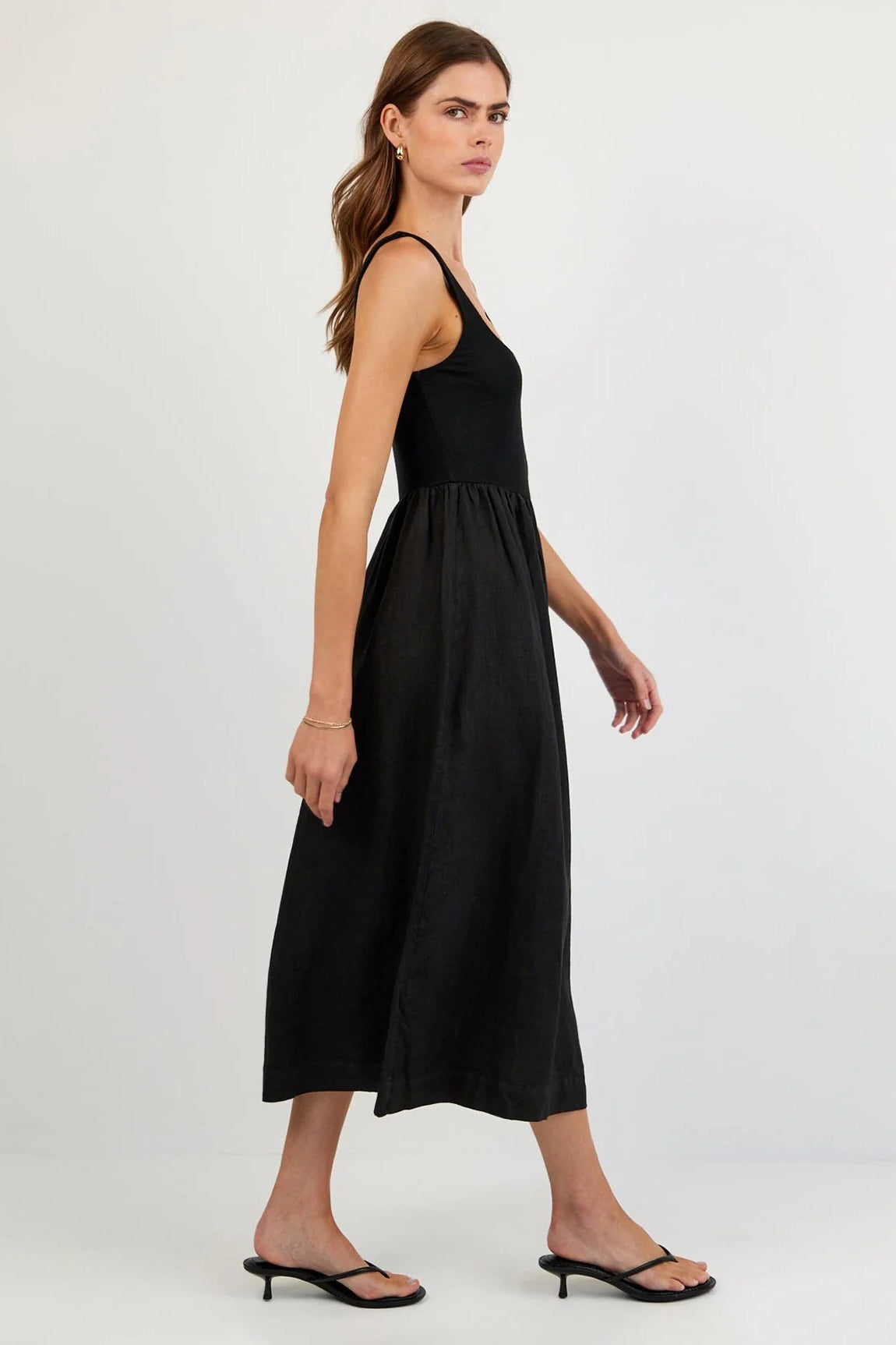 bella dahl sleeveless knit combo dress black