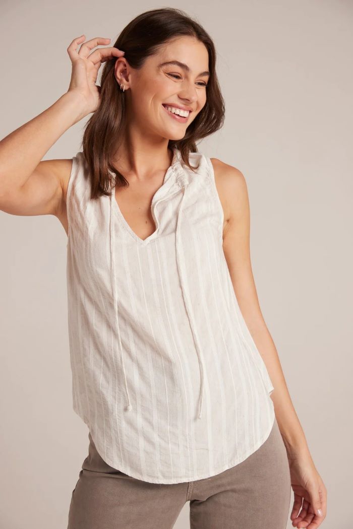 bella dahl sleeveless pullover white sand stripe 