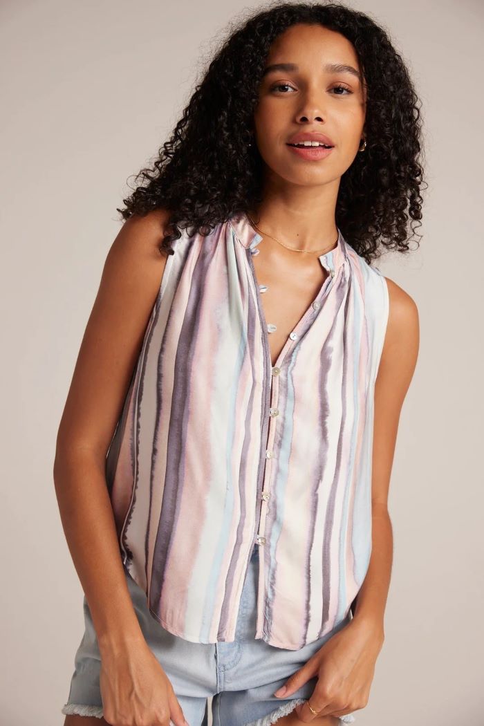 bella dahl sleeveless blouse coastal stripe 