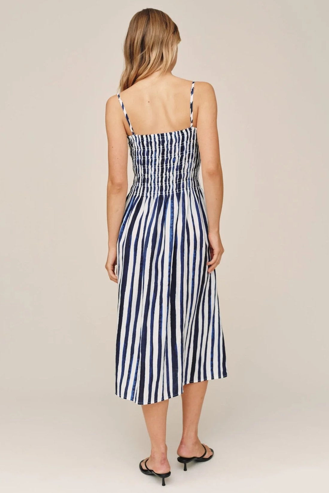 bella dahl smocked midi painted tides stripe