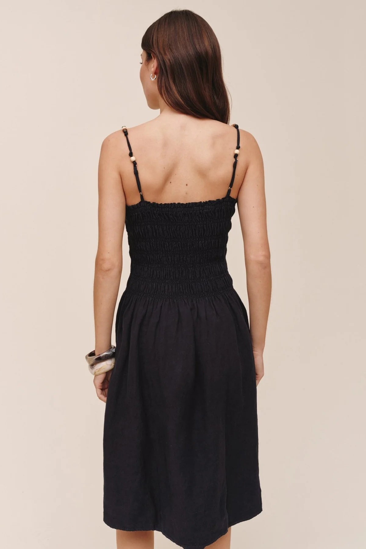 bella dahl smocked dress with beaded straps black