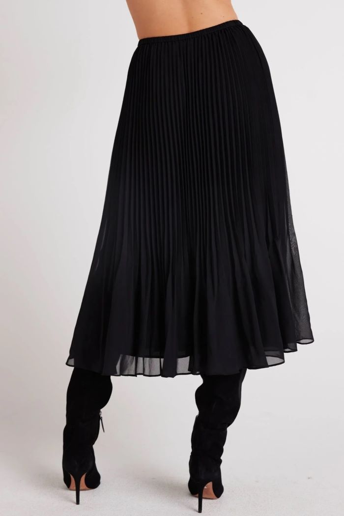 bella dahl sunburst pleated chiffon skirt black 