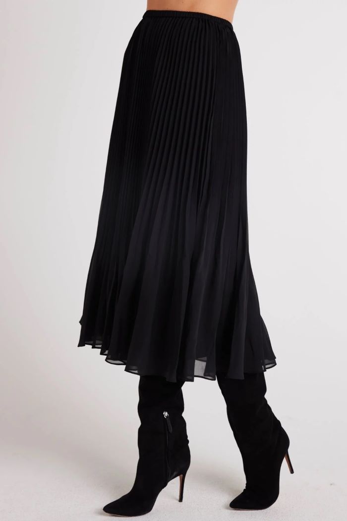 bella dahl sunburst pleated chiffon skirt black 