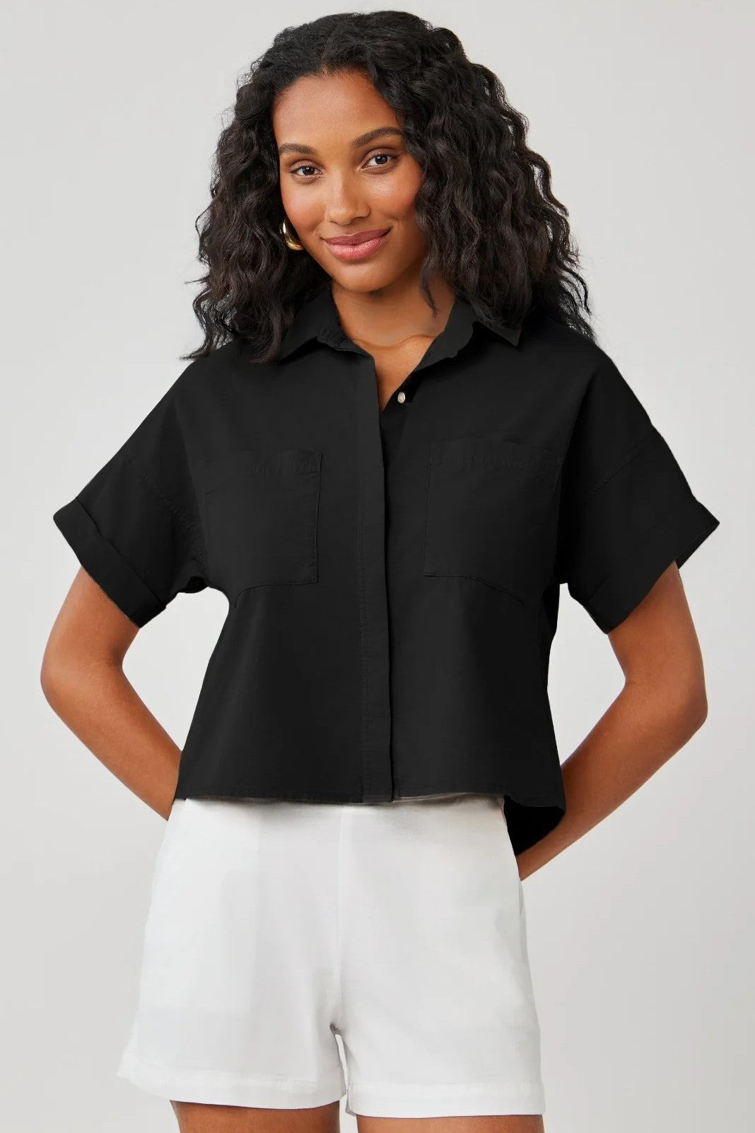 bella dahl two pocket short sleeve shirt black