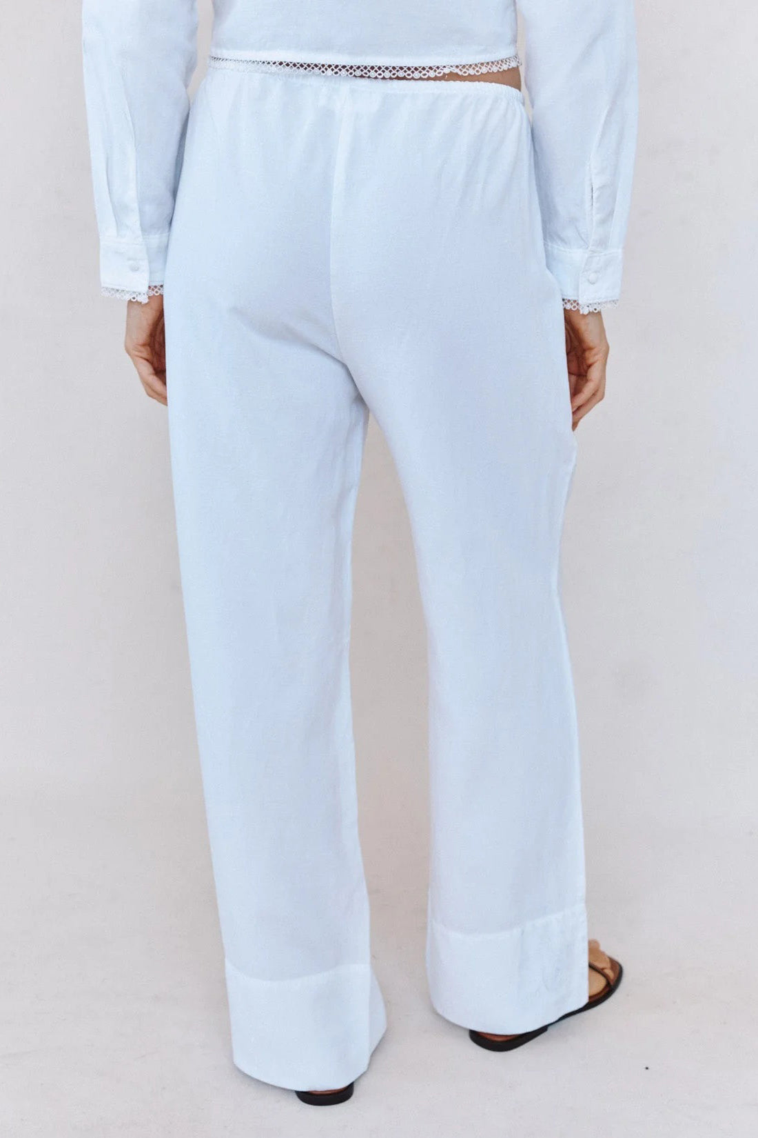 bella dahl wide hem drawstring pant white