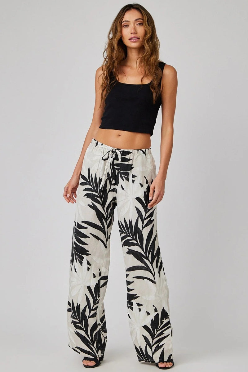 bella dahl wide leg with drawstring maui palm print