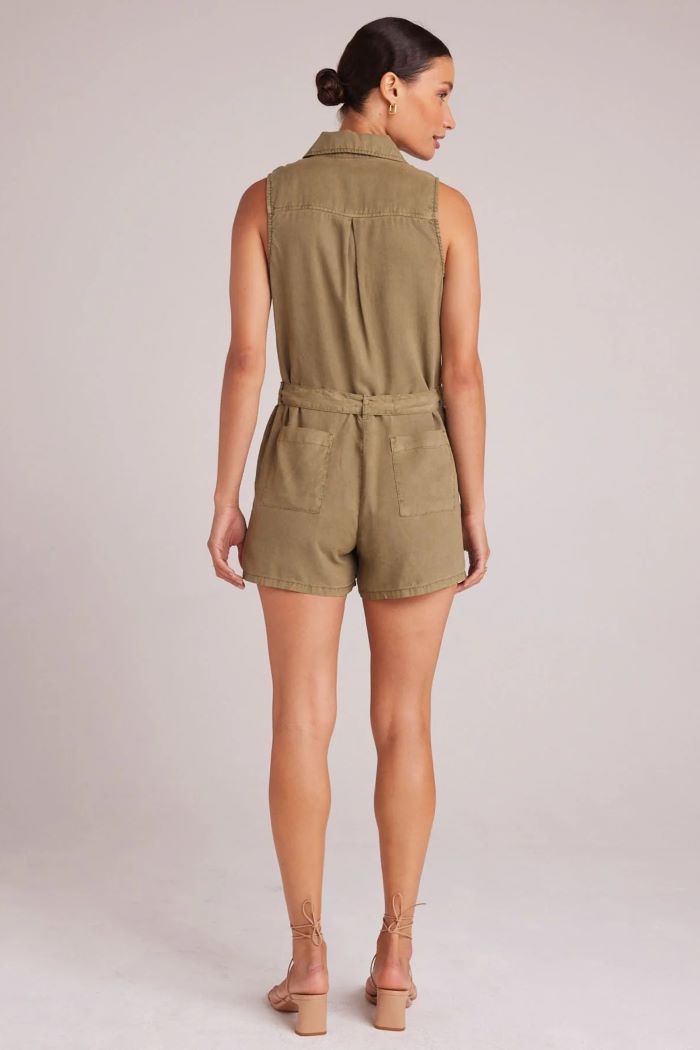 bella dahl zip front romper french olive 