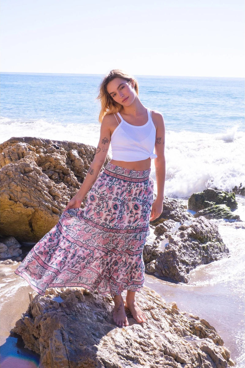 bell annabelle maxi skirt pink green