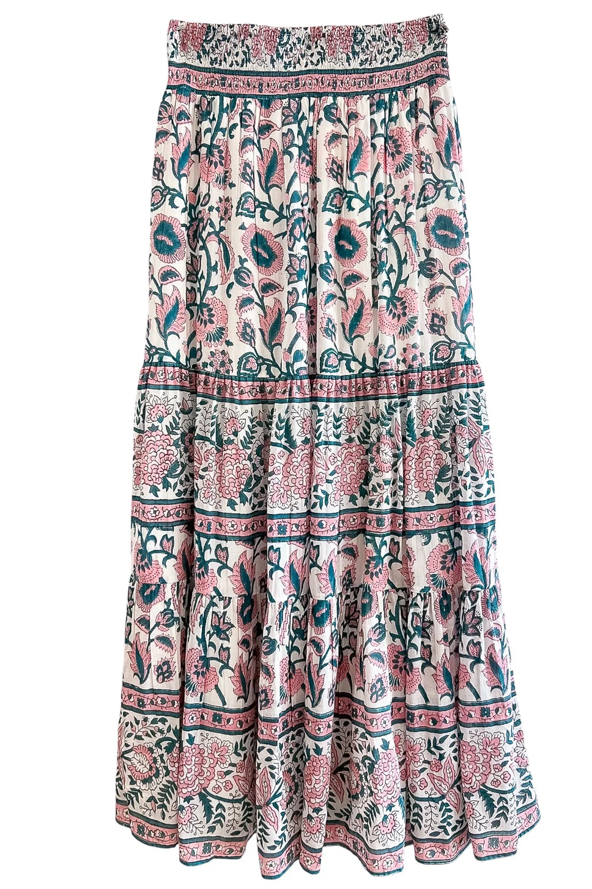 bell annabelle maxi skirt pink green
