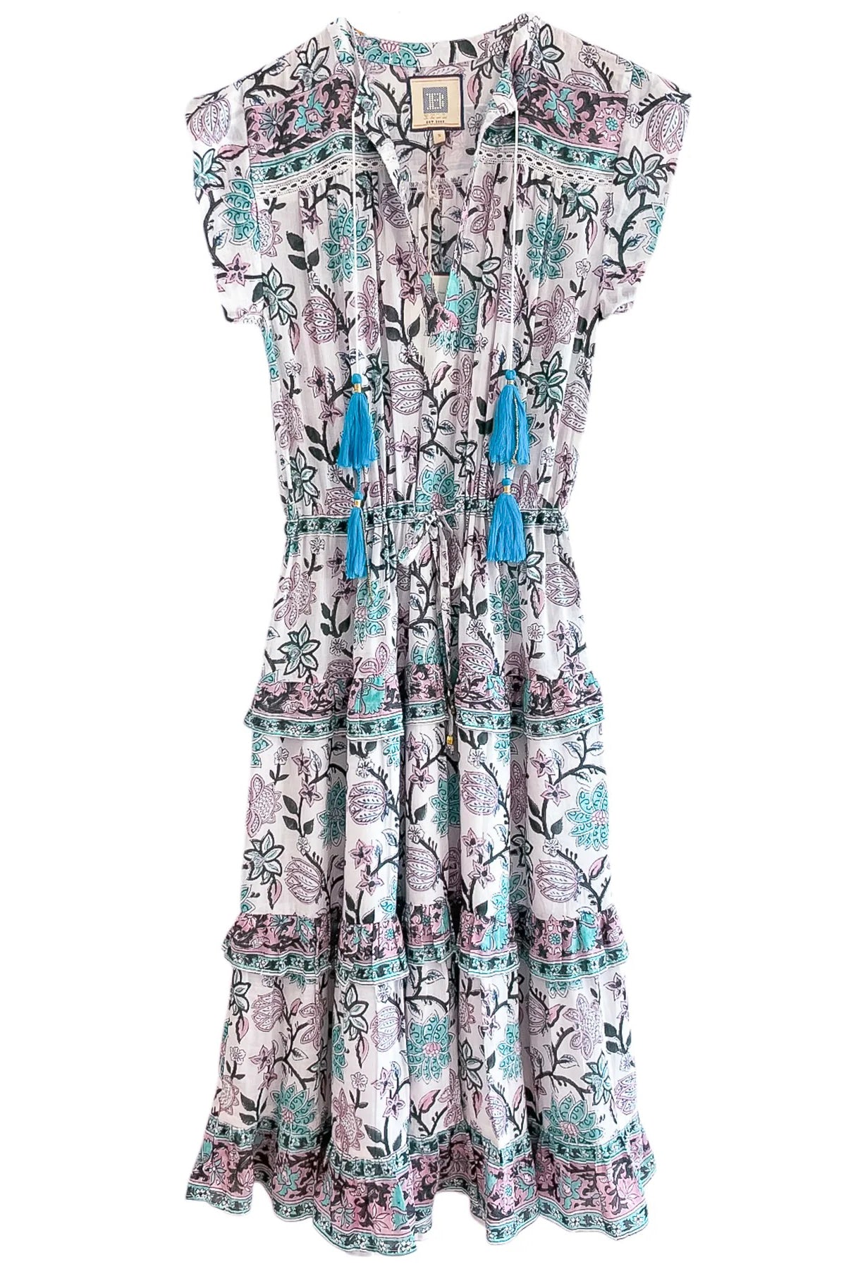bell audrina midi light turquoise purple floral
