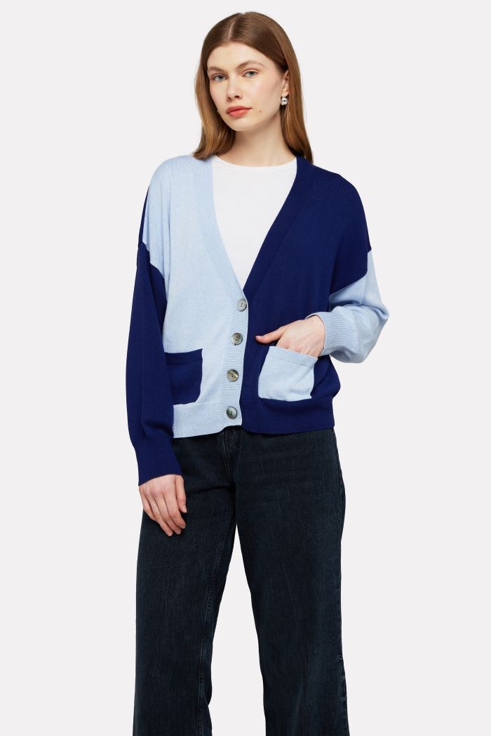 brodie half and half cardi insignia blue/frost blue 