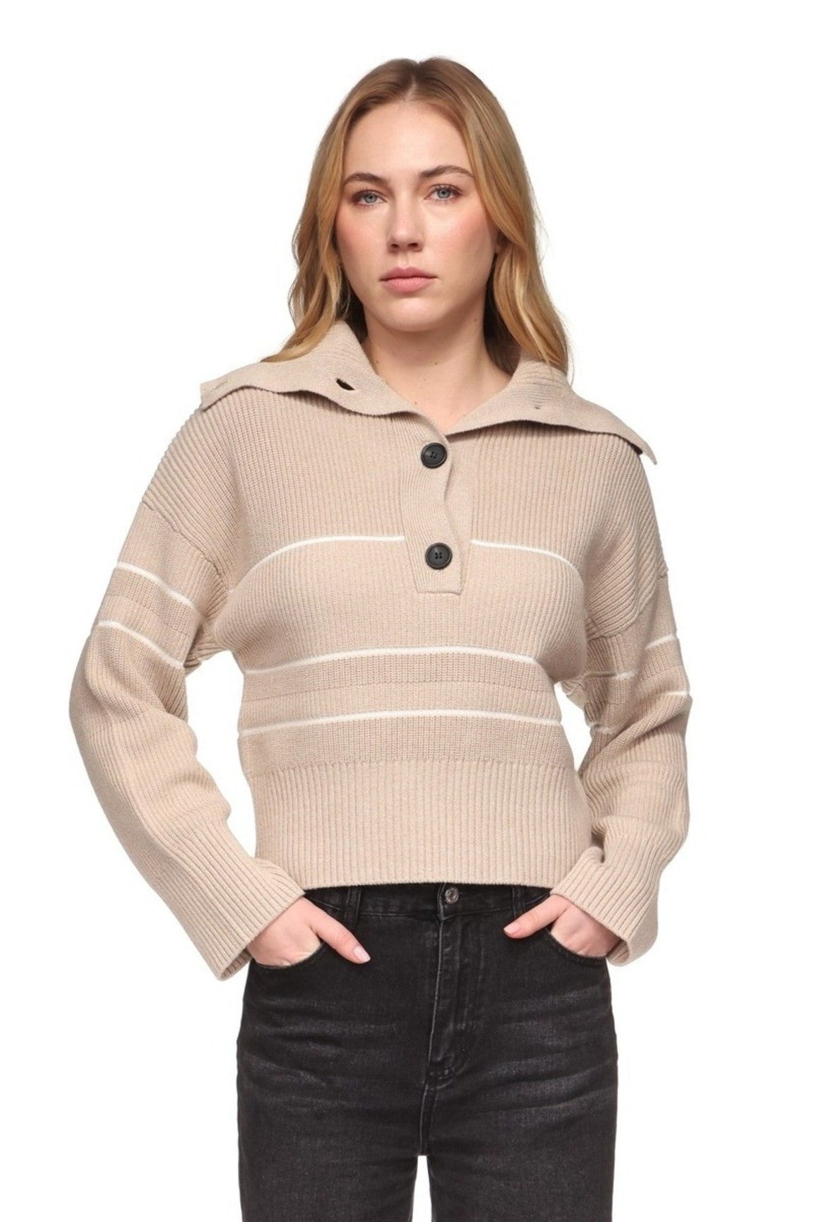 wispr by brodie half cardi polo latte