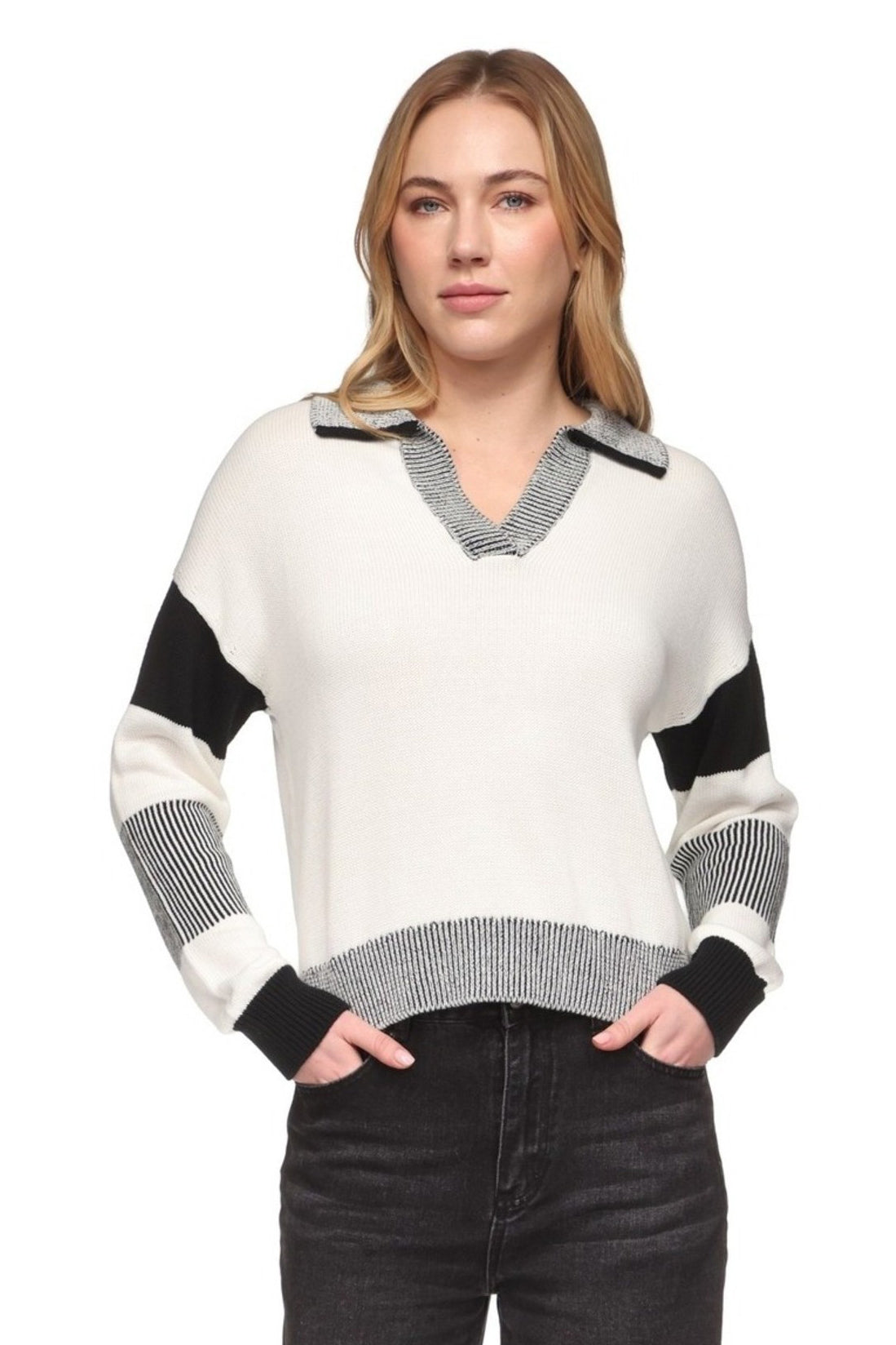 wispr by brodie plaited trim polo white black